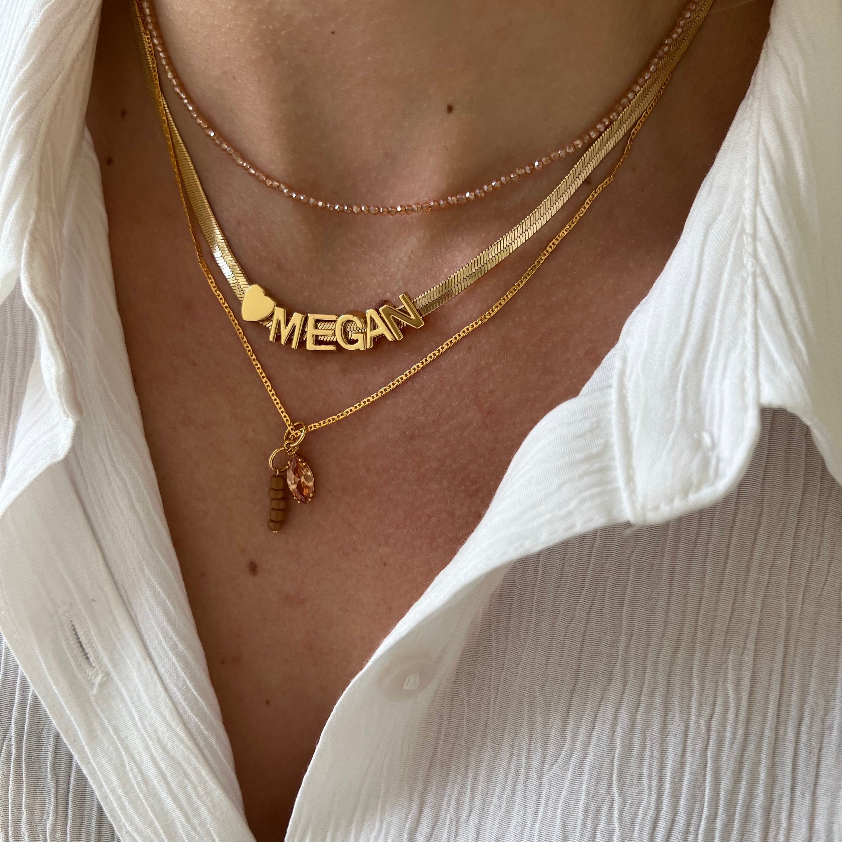 Flat Name Necklace Heart Flat Name Necklace Heart