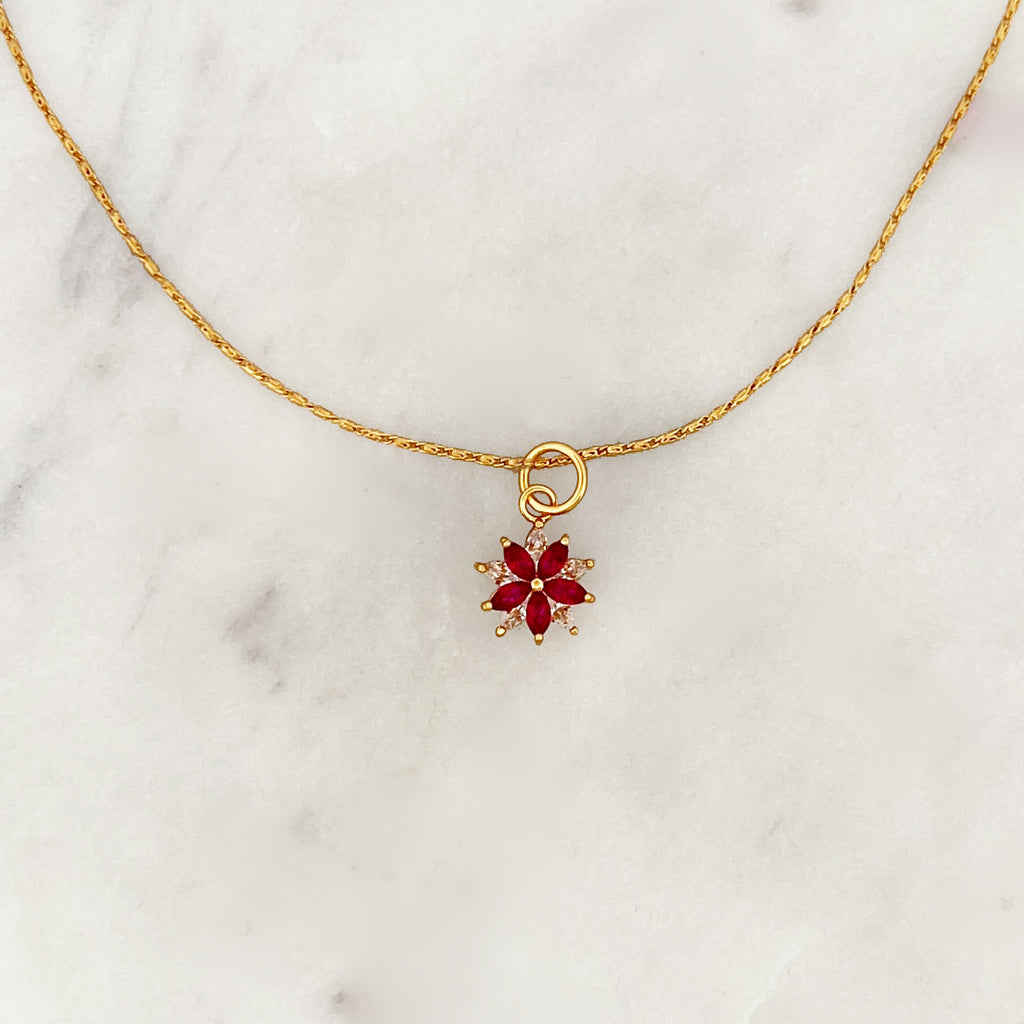 Double Flower Pendant with Ruby