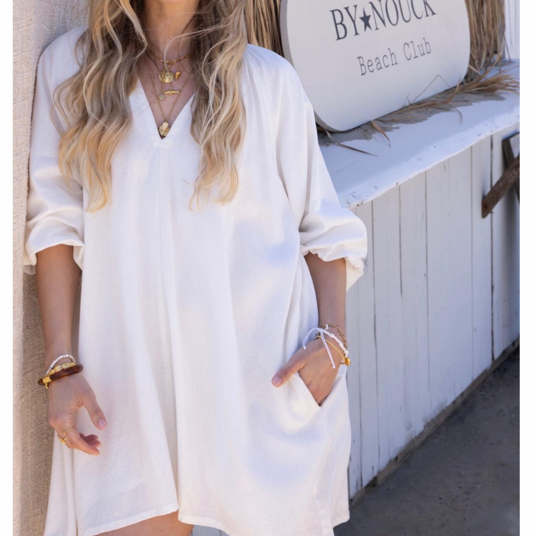 Clarke puff sleeve dress off white Clarke puff sleeve dress off white