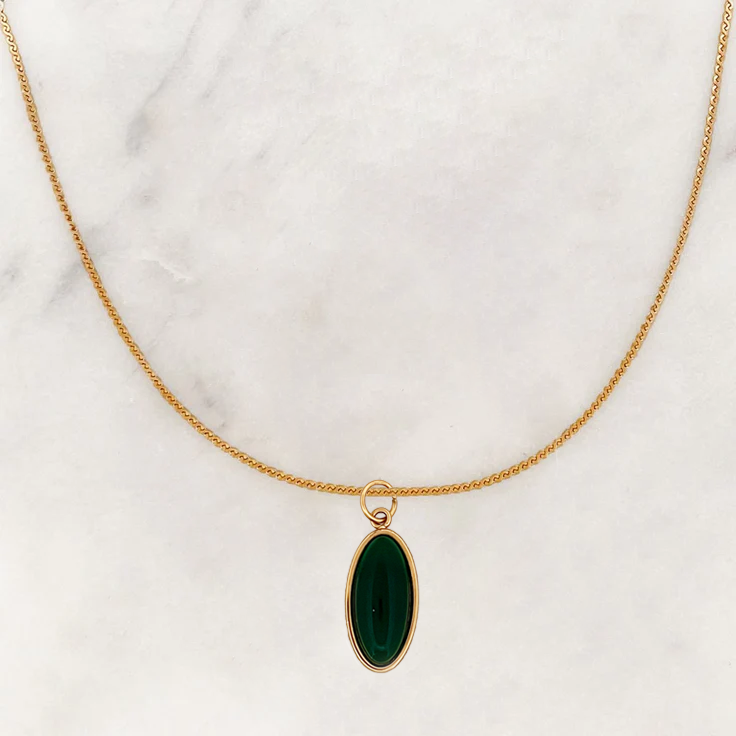 Necklace Oval Stone Green Agate Necklace Oval Stone Green Agate