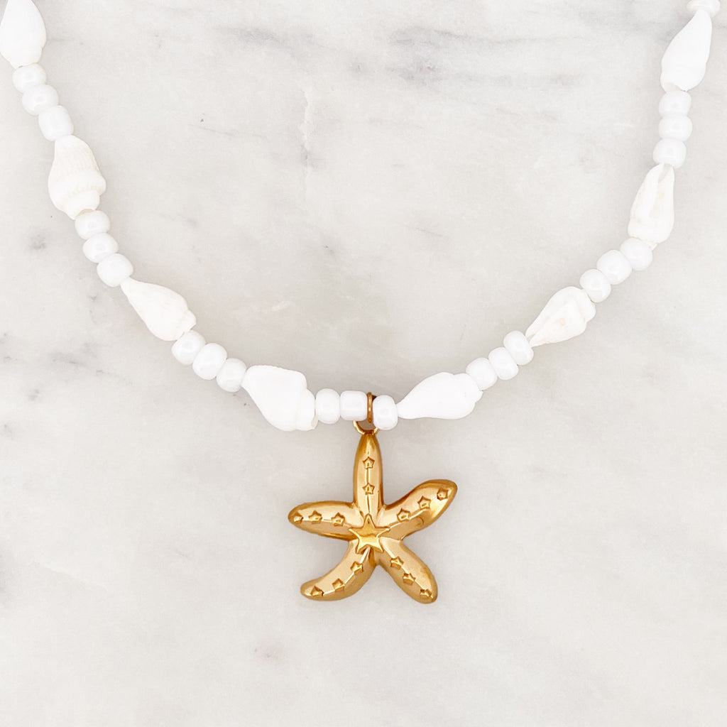 bleufume 美品 White Shell Star Necklace Star Charm Necklace in 