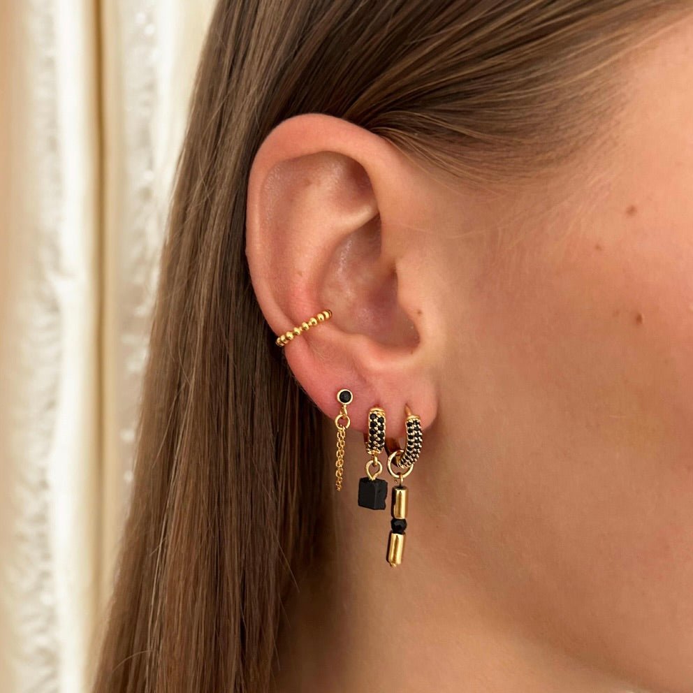 Black Hoop Onyx Stone - ByNouck Jewelry Black Hoop Onyx Stone - ByNouck Jewelry