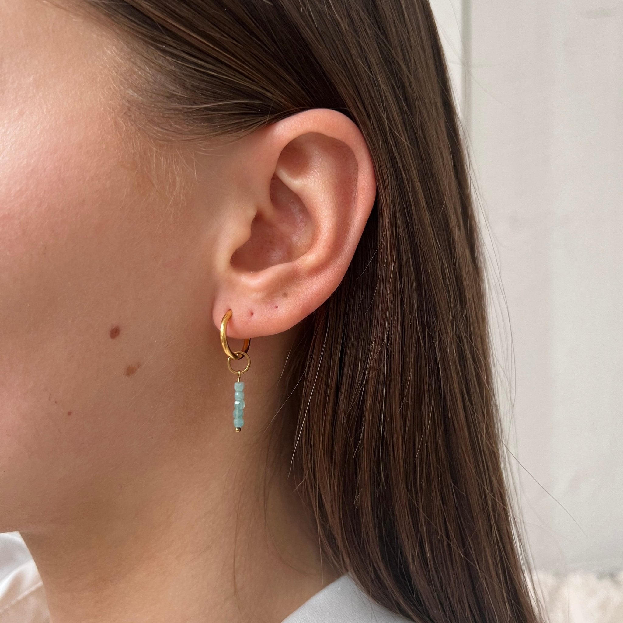 Fine Huggie Little Blue Cubes - ByNouck Jewelry Fine Huggie Little Blue Cubes - ByNouck Jewelry