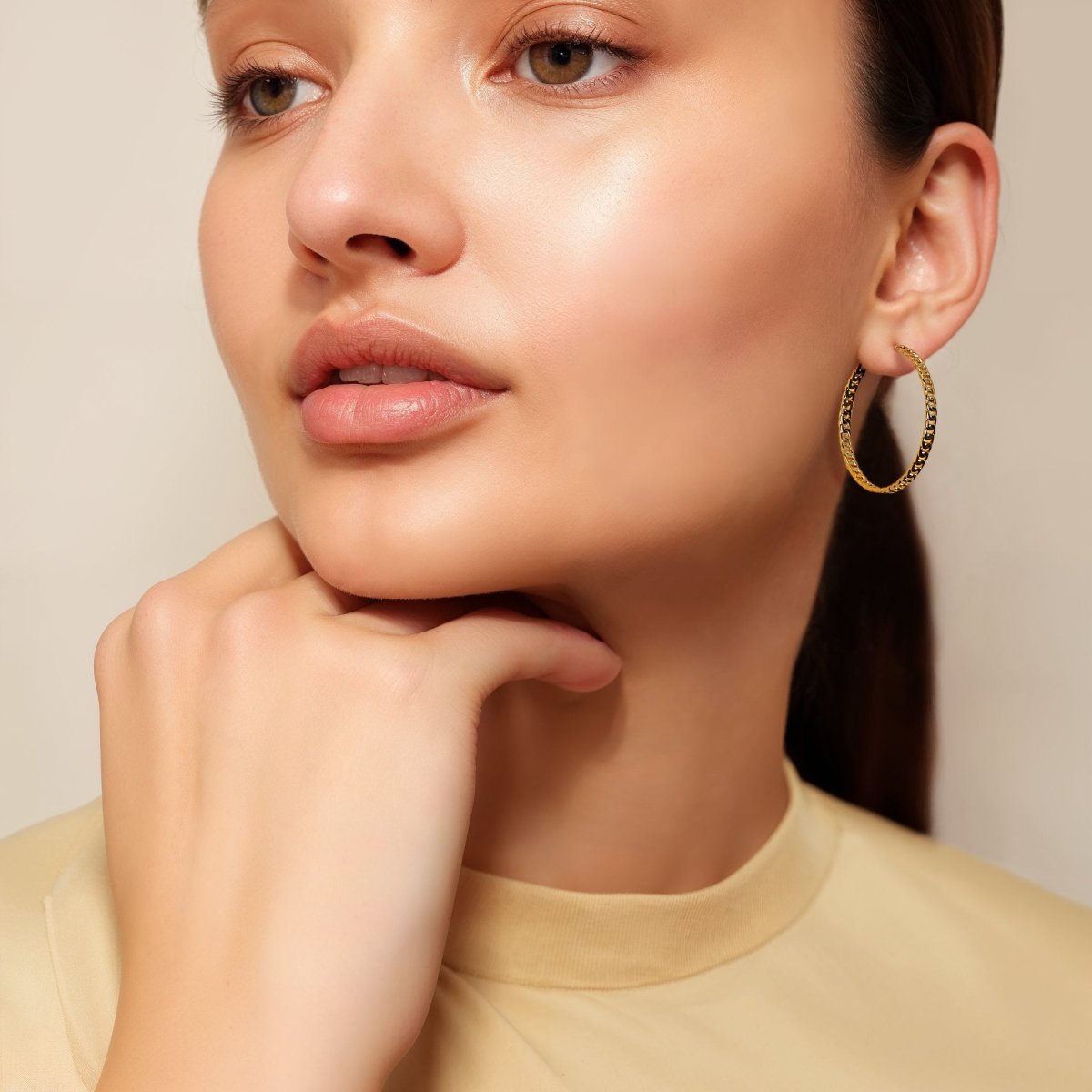 Flat Curb Hoop Set - ByNouck Jewelry Flat Curb Hoop Set - ByNouck Jewelry