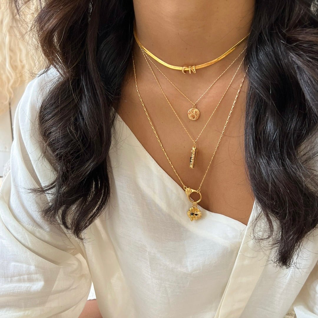 Flat Initial Choker Moon - ByNouck Jewelry Flat Initial Choker Moon - ByNouck Jewelry