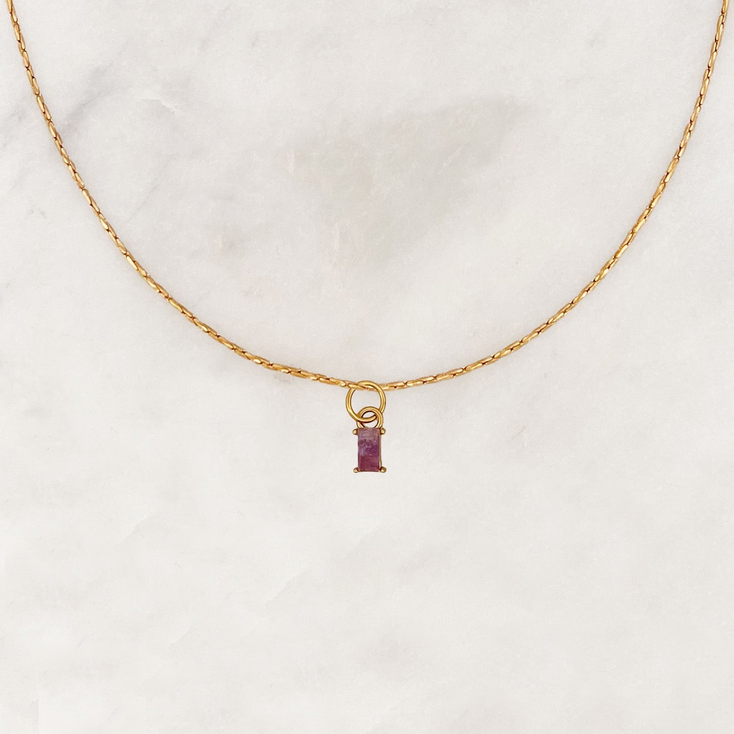 Necklace Amethyst Stone Baguette - ByNouck Jewelry Necklace Amethyst Stone Baguette - ByNouck Jewelry