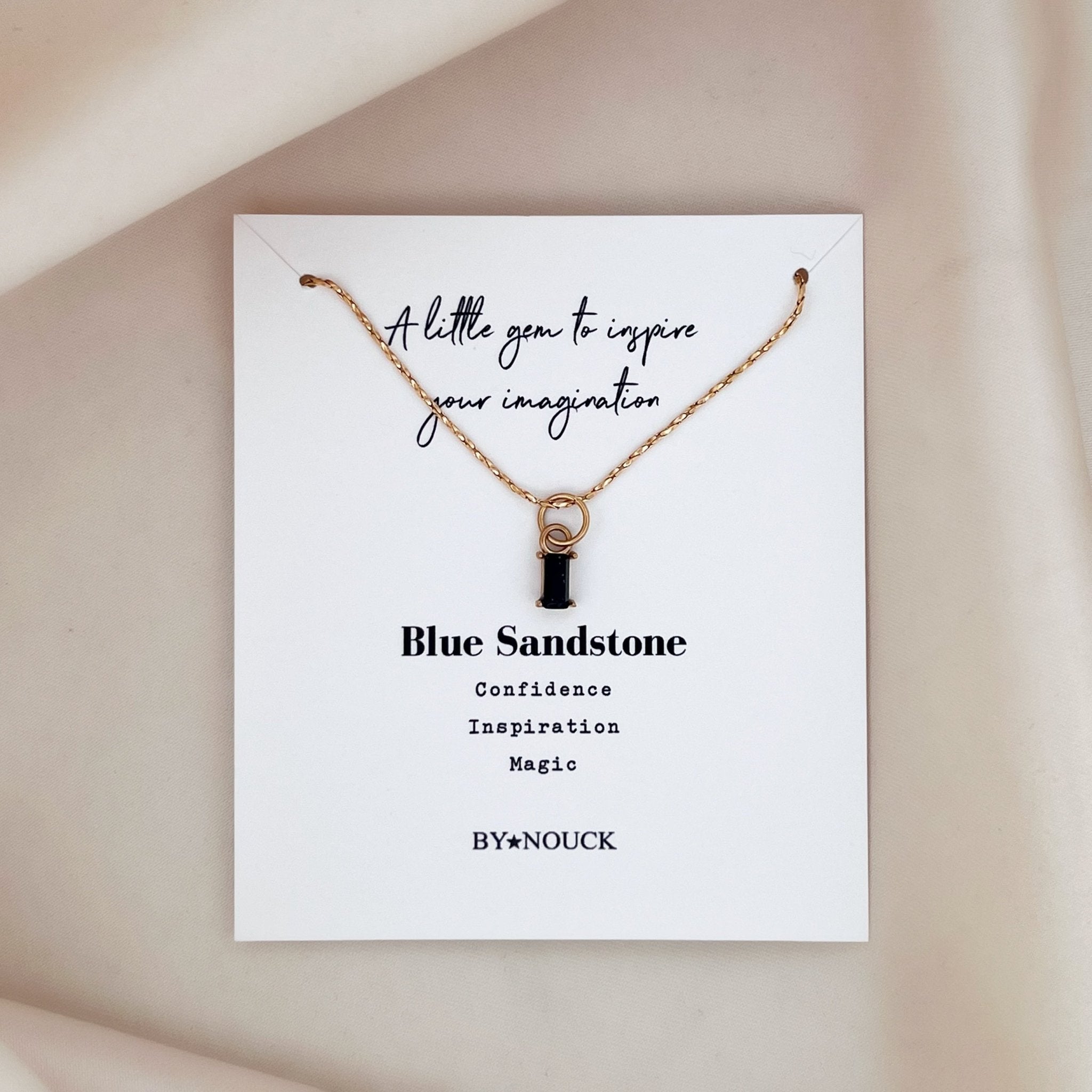 Necklace Blue Sandstone Baguette - ByNouck Jewelry Necklace Blue Sandstone Baguette - ByNouck Jewelry