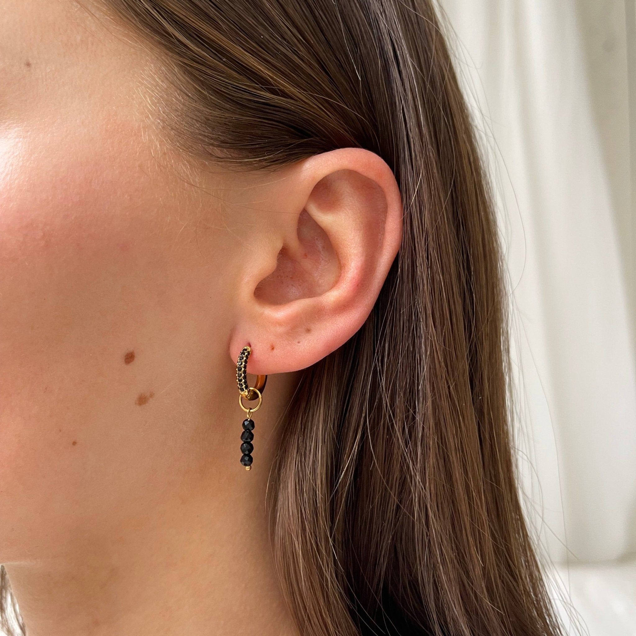 Onyx Hoop Black Beads - ByNouck Jewelry Onyx Hoop Black Beads - ByNouck Jewelry