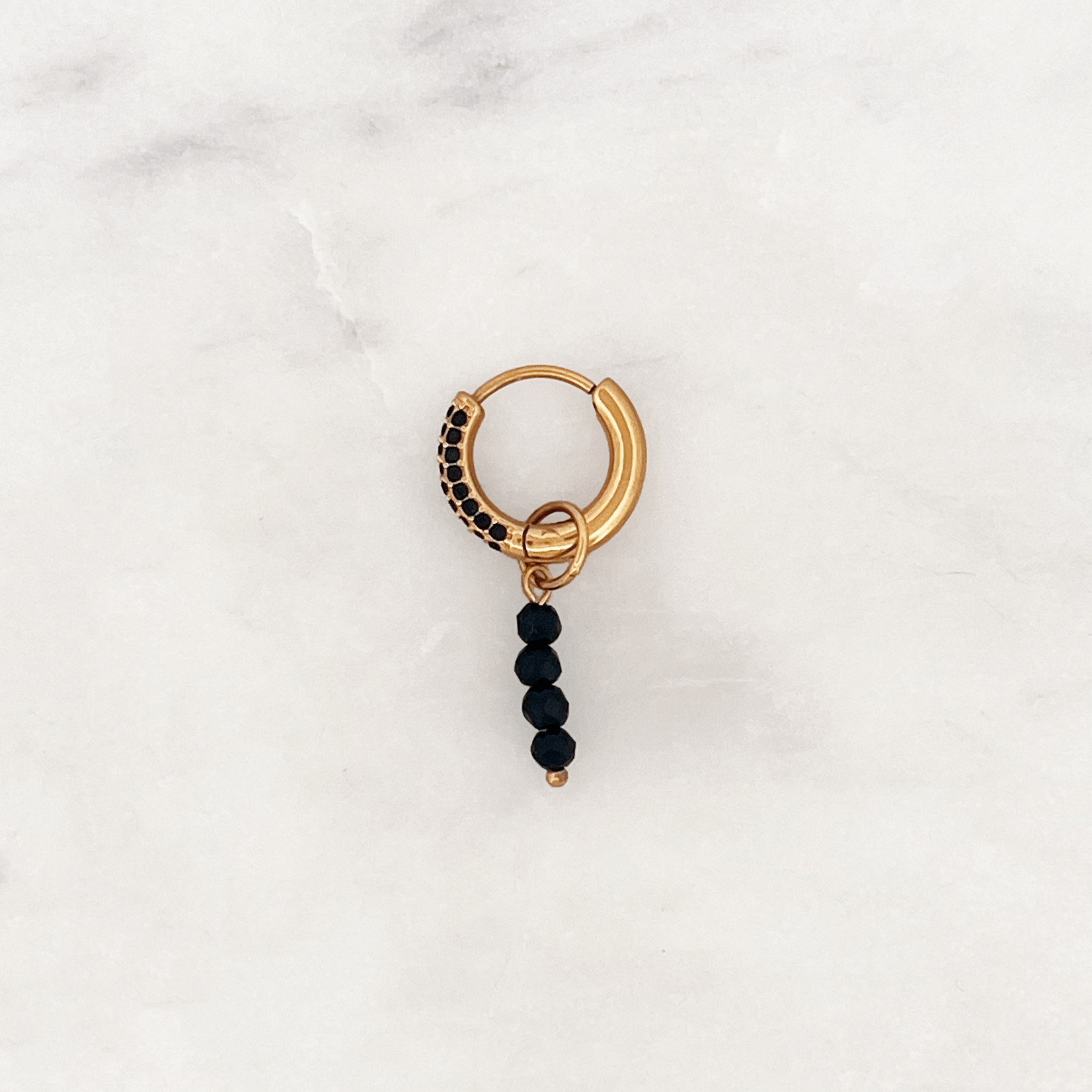 Onyx Hoop Black Beads - ByNouck Jewelry Onyx Hoop Black Beads - ByNouck Jewelry