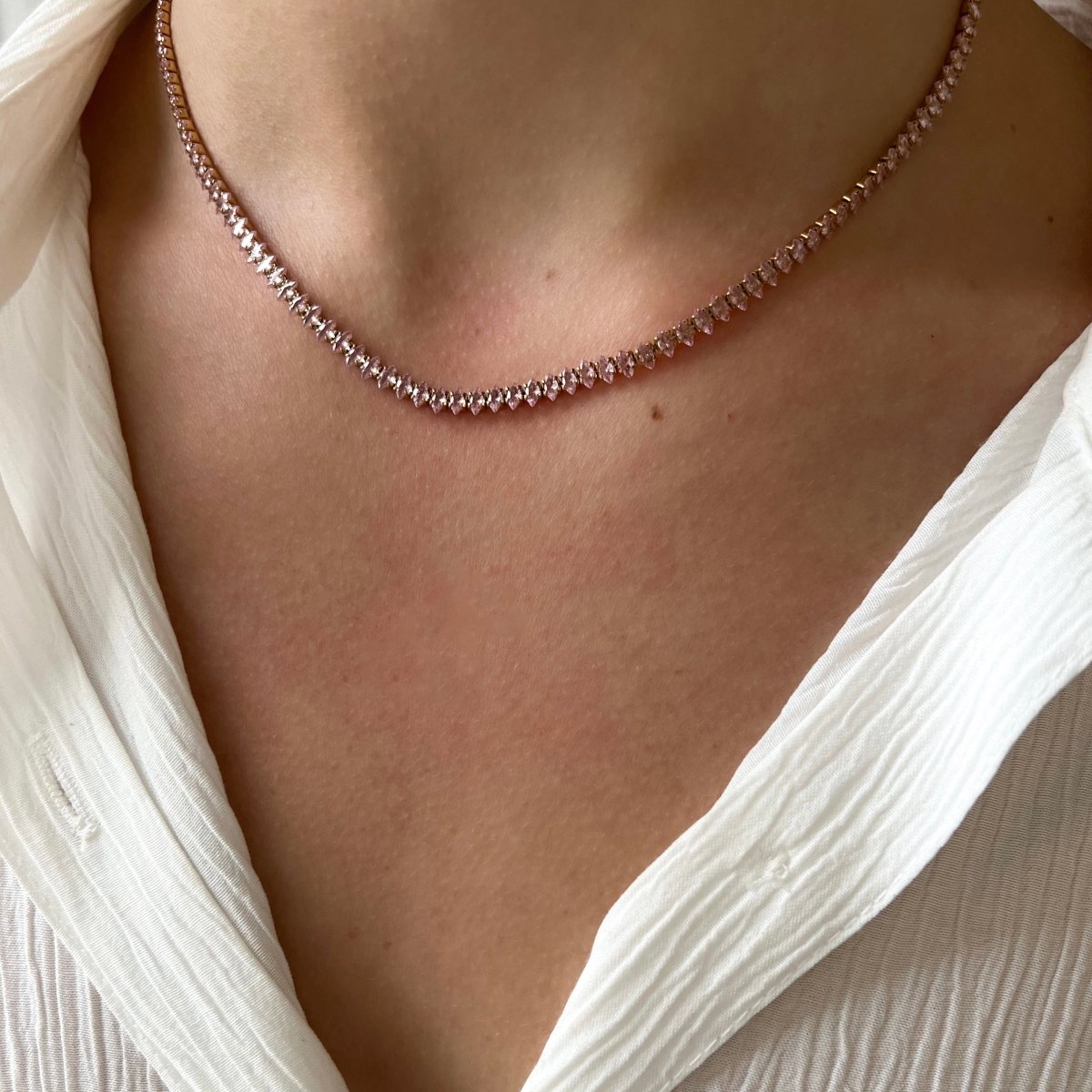 Pink Oval Rhinestone Choker - ByNouck Jewelry Pink Oval Rhinestone Choker - ByNouck Jewelry