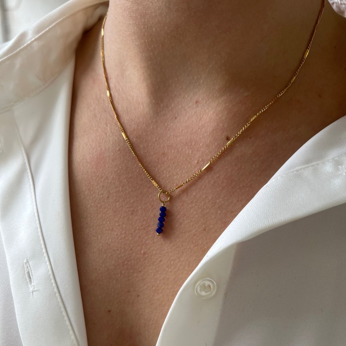 Signet Necklace Midnight Facet Beads - ByNouck Jewelry Signet Necklace Midnight Facet Beads - ByNouck Jewelry