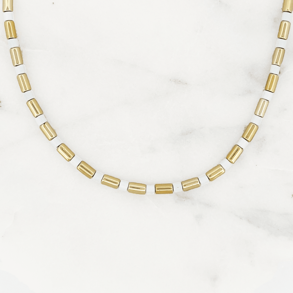 Beach Necklace White Plain – ByNouck Jewelry - Main Image