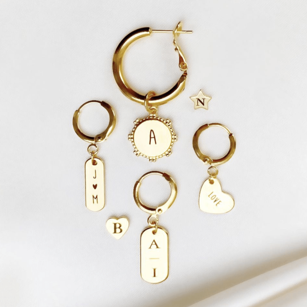 Engrave Earstud Heart - ByNouck Jewelry Engrave Earstud Heart - ByNouck Jewelry