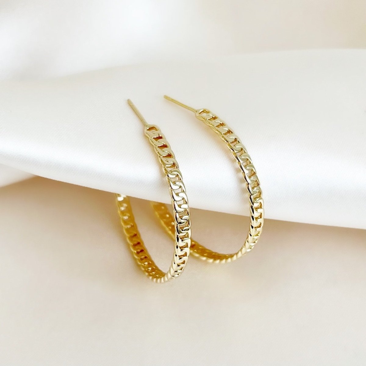 Flat Curb Hoop Set - ByNouck Jewelry Flat Curb Hoop Set - ByNouck Jewelry
