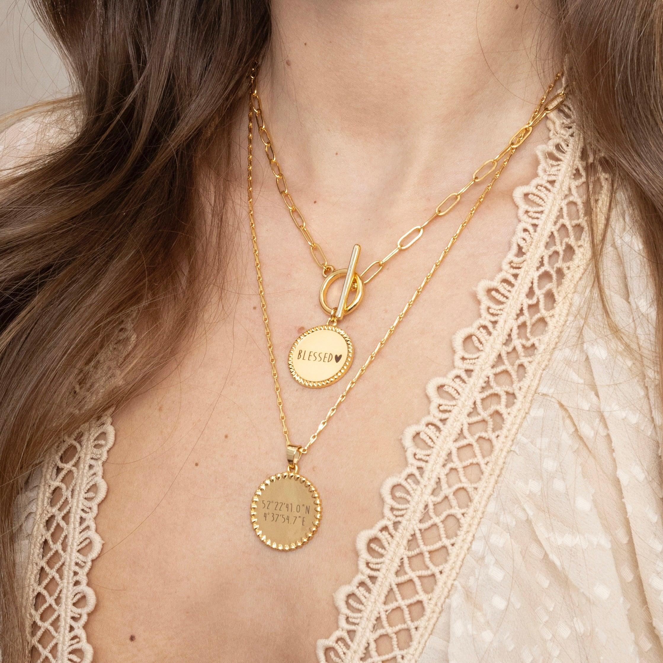 Oval shop coin necklace