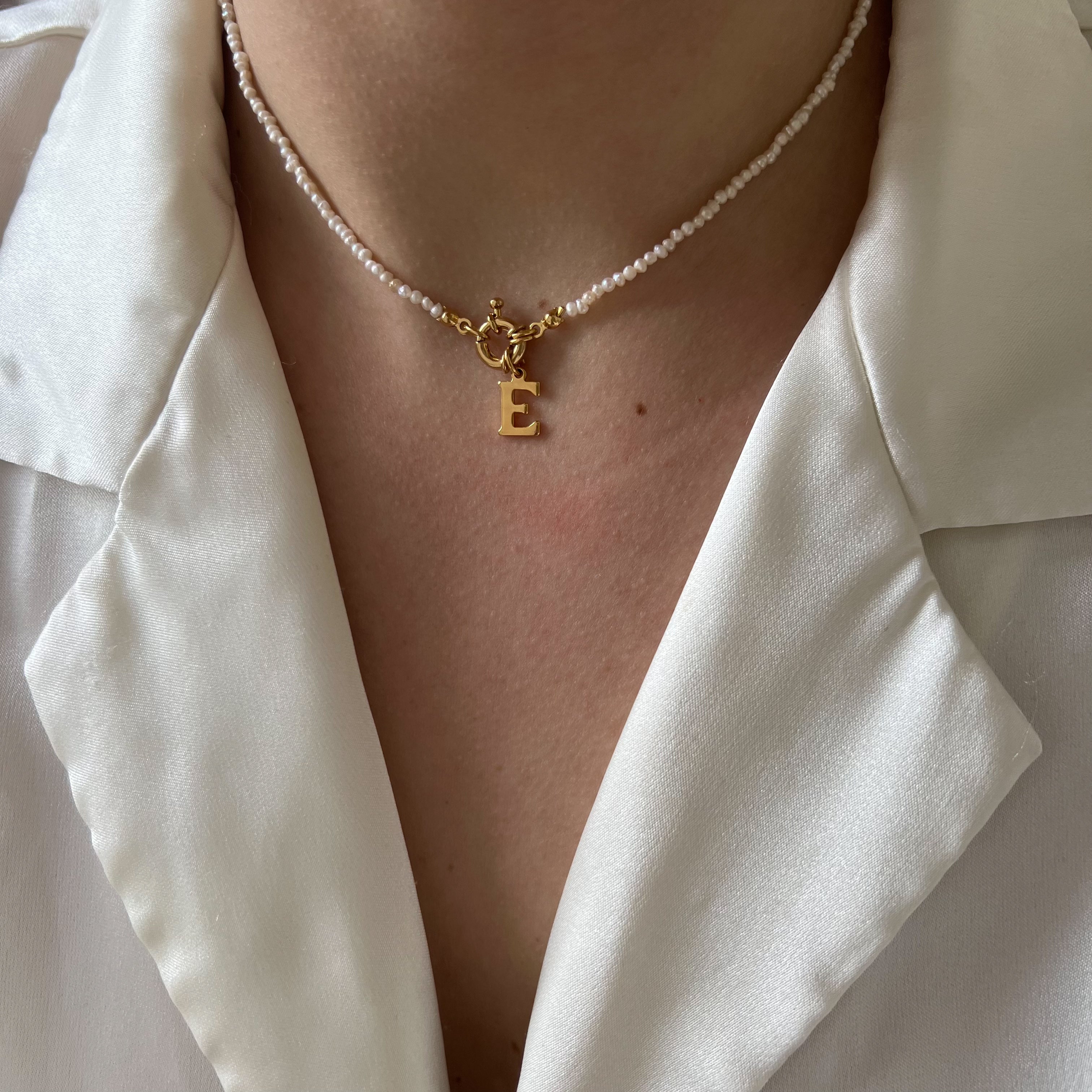 Gold Plated Pearl Initial Pendant Necklace Design by Prerto at Pernia's Pop  Up Shop 2024