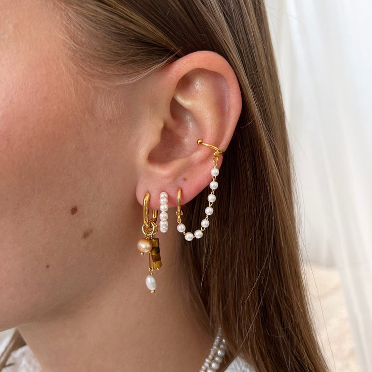 Earring Pearl Chain Earcuff