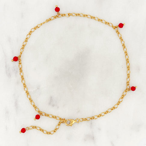 Anklet Red Facet Beads
