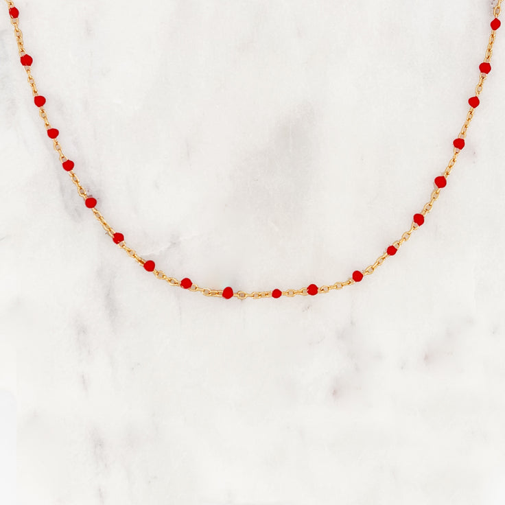 Base Fiery Red Dots Necklace