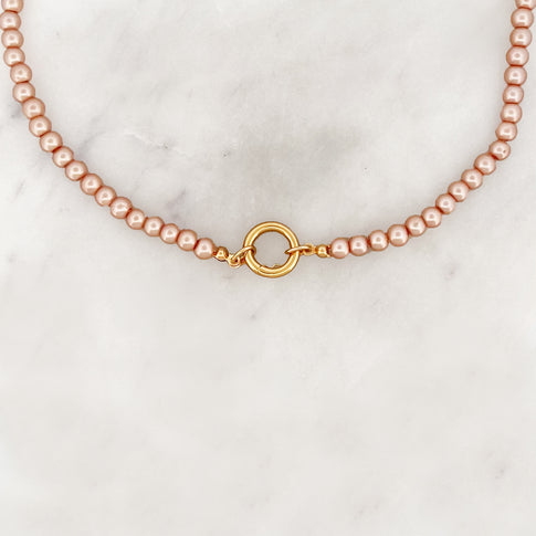 Choker Peach Pearls Clasp