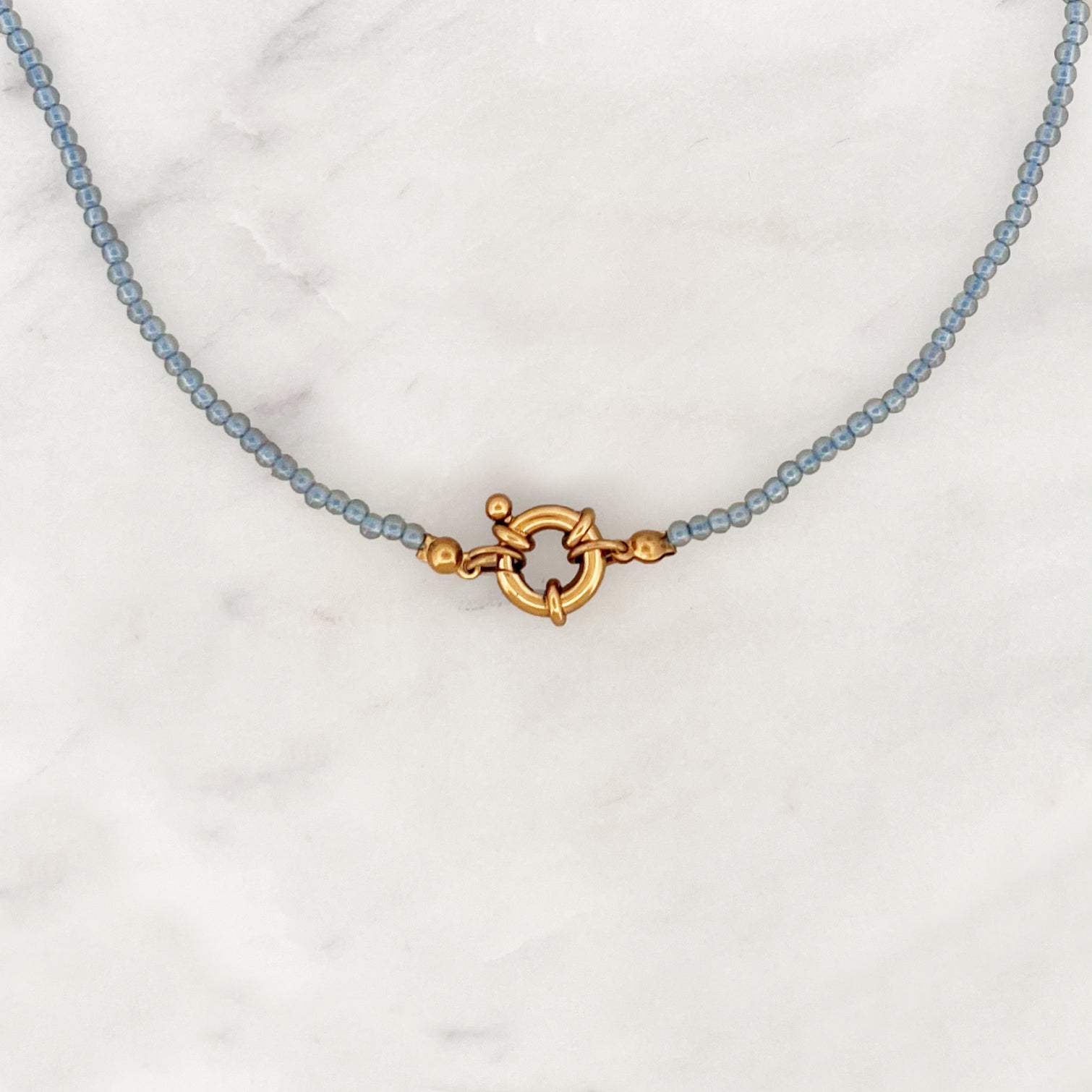 Choker Steel Blue Beads