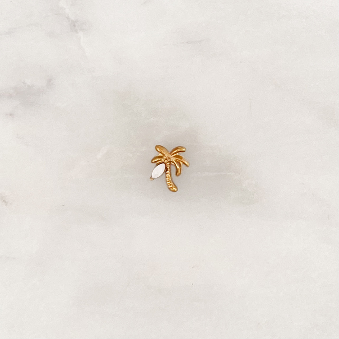 Earstud White Opal Palm