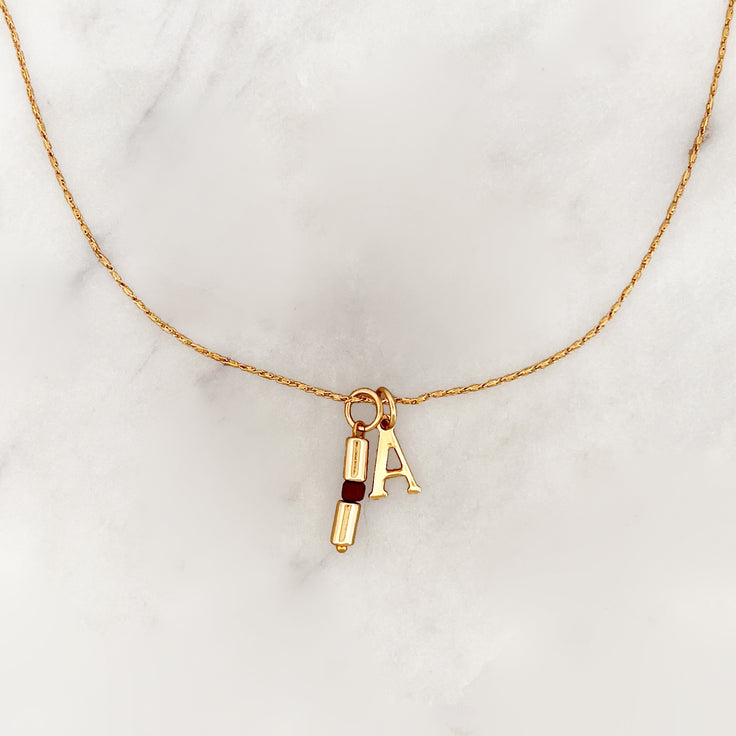 Necklace Golden Tube Initial