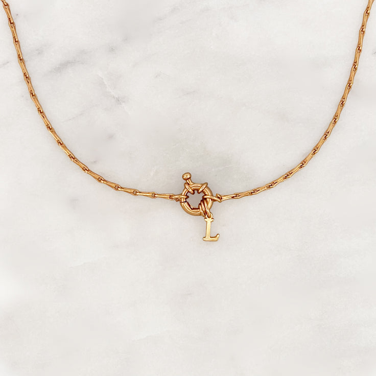 Fine Chain Necklace Tiny Initial