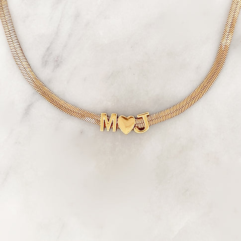 Flat Love Initials Necklace