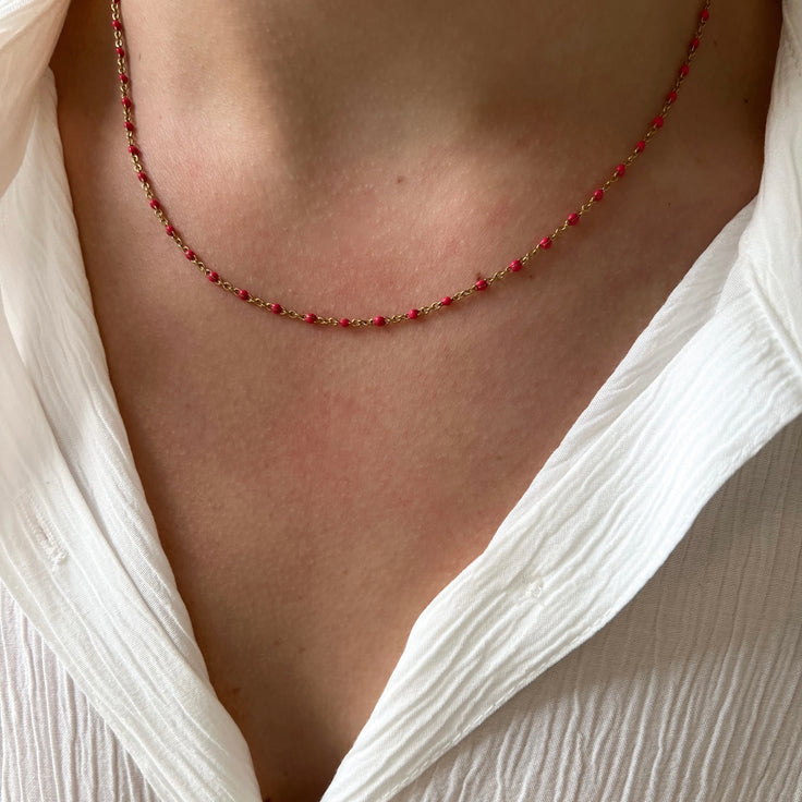 Collier de Base à Pois Roses