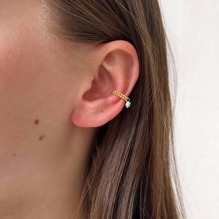 Ear cuff Dot Sea Green Bead