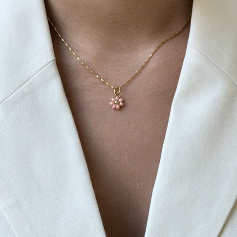 Necklace Flower Coral Beads