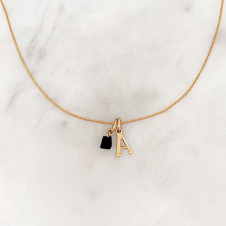 Necklace Initial Onyx