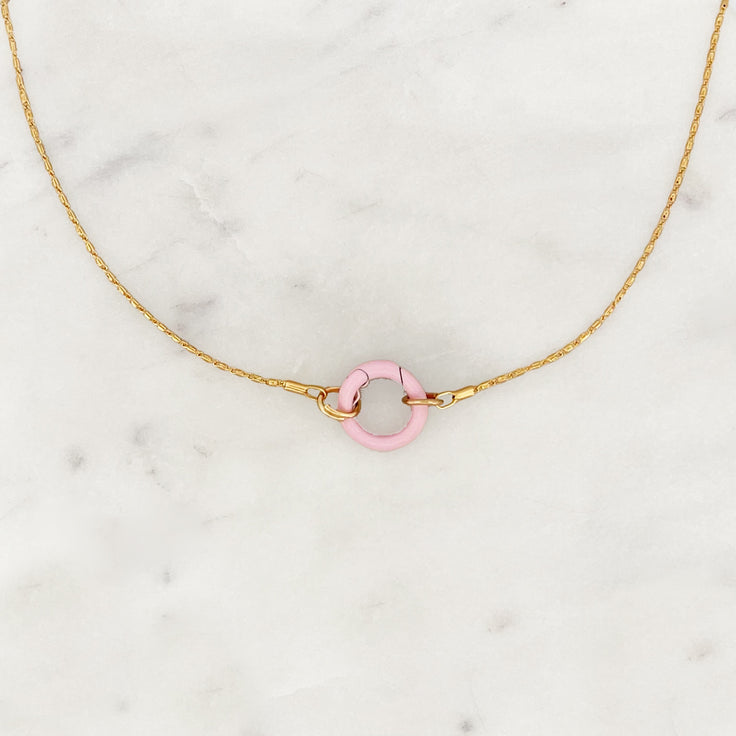 Necklace Pink Round Clasp