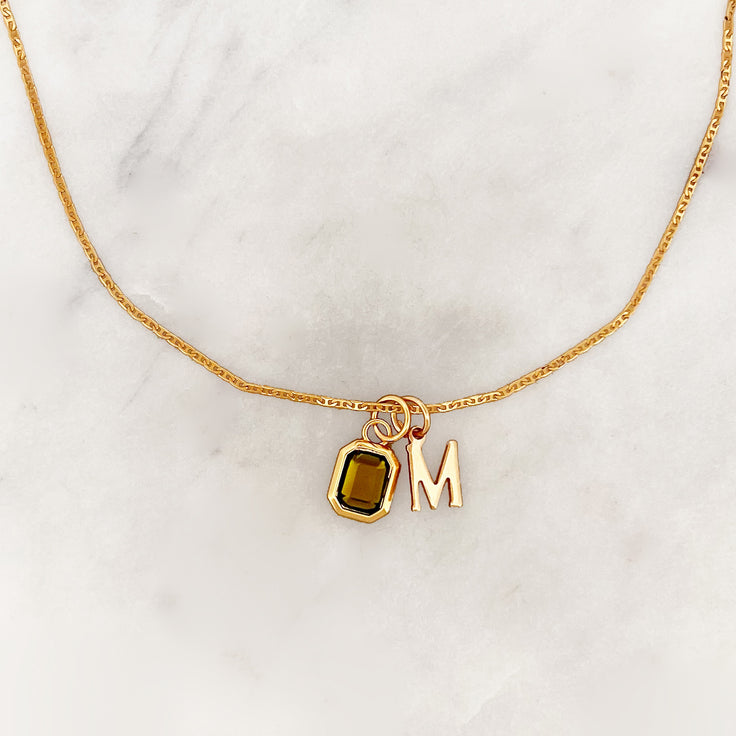 Necklace Walnut Square Initial