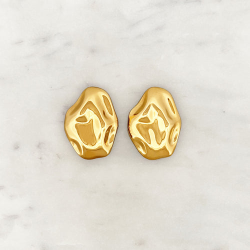 Pleated Earstud Set Oval