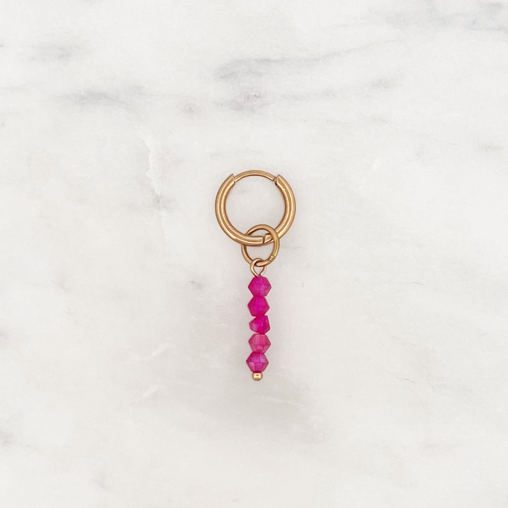 Tiny Huggie Pink Lemonade Beads