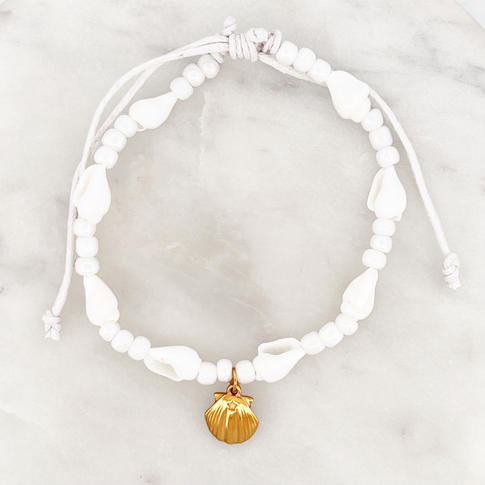 White Shell Bracelet Scallop