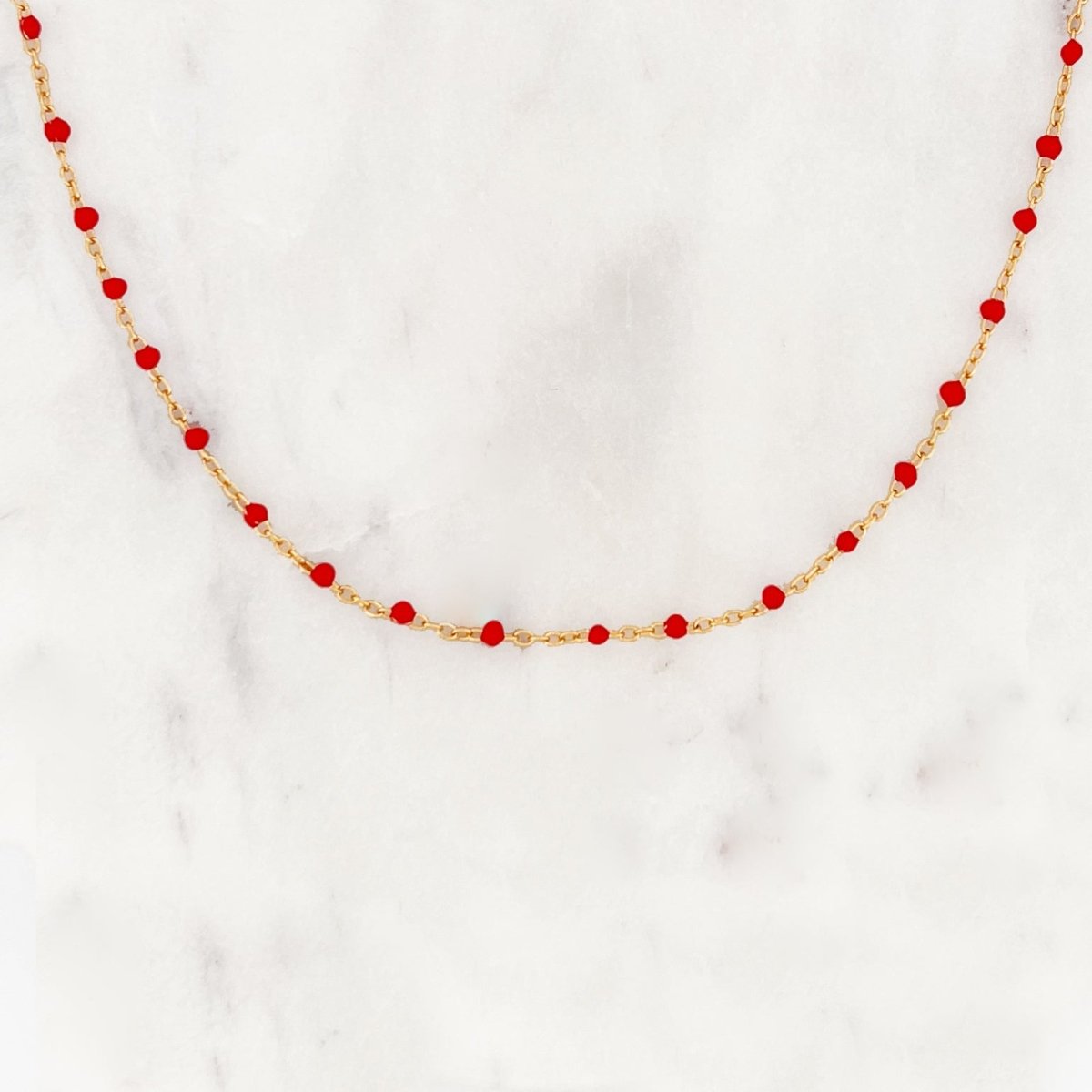 Base Fiery Red Dots Necklace - ByNouck Jewelry
