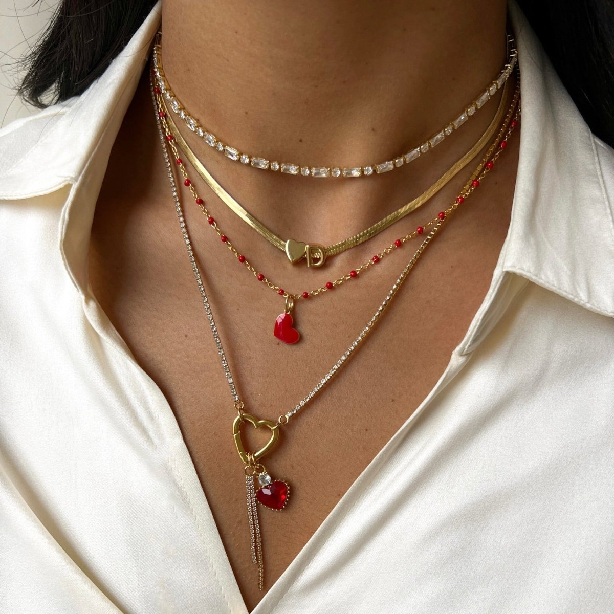 Base Fiery Red Dots Necklace - ByNouck Jewelry