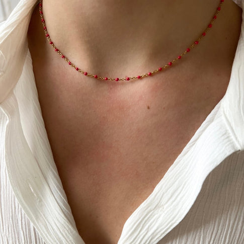 Base Hot Pink Dots Necklace - ByNouck Jewelry