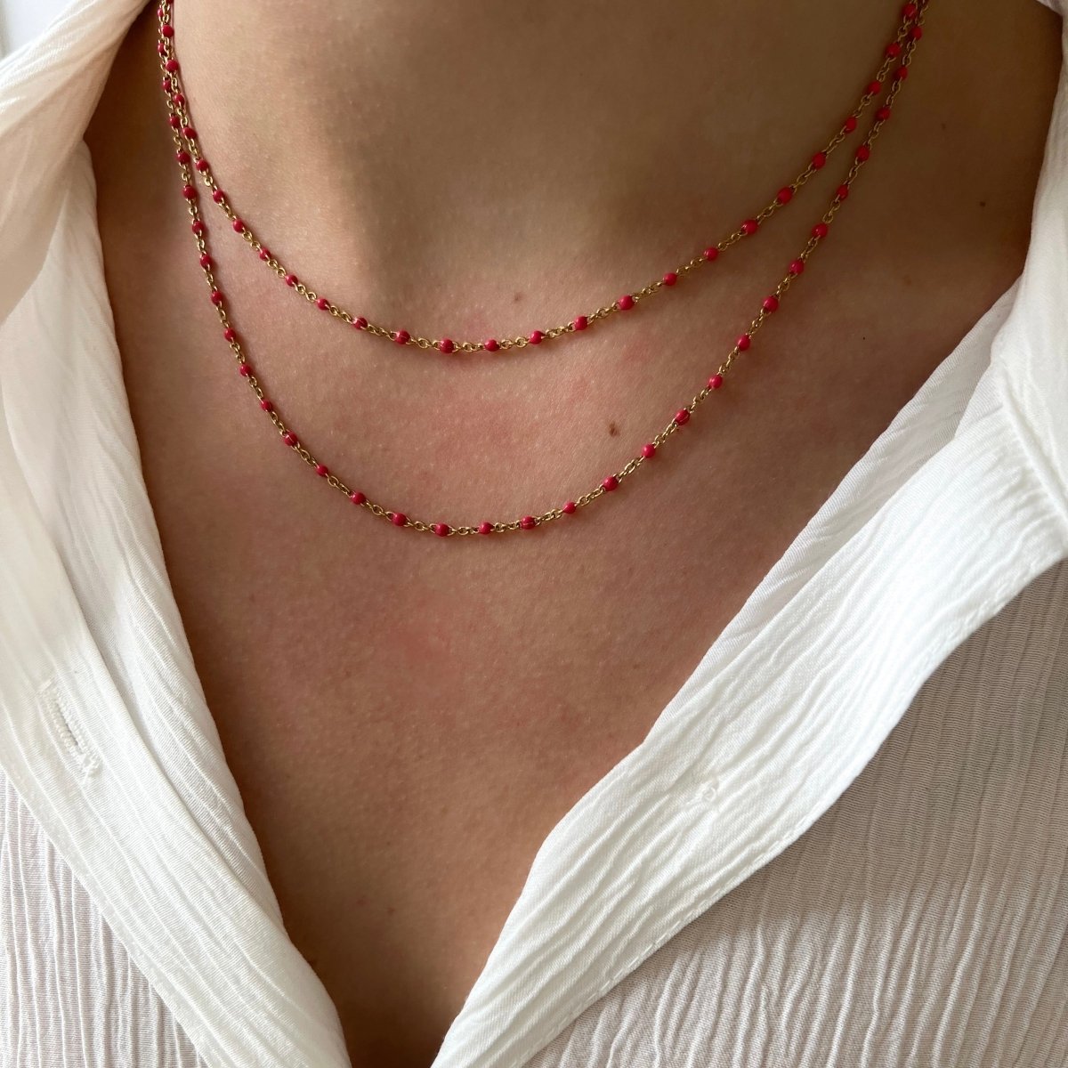 Base Hot Pink Dots Necklace - ByNouck Jewelry