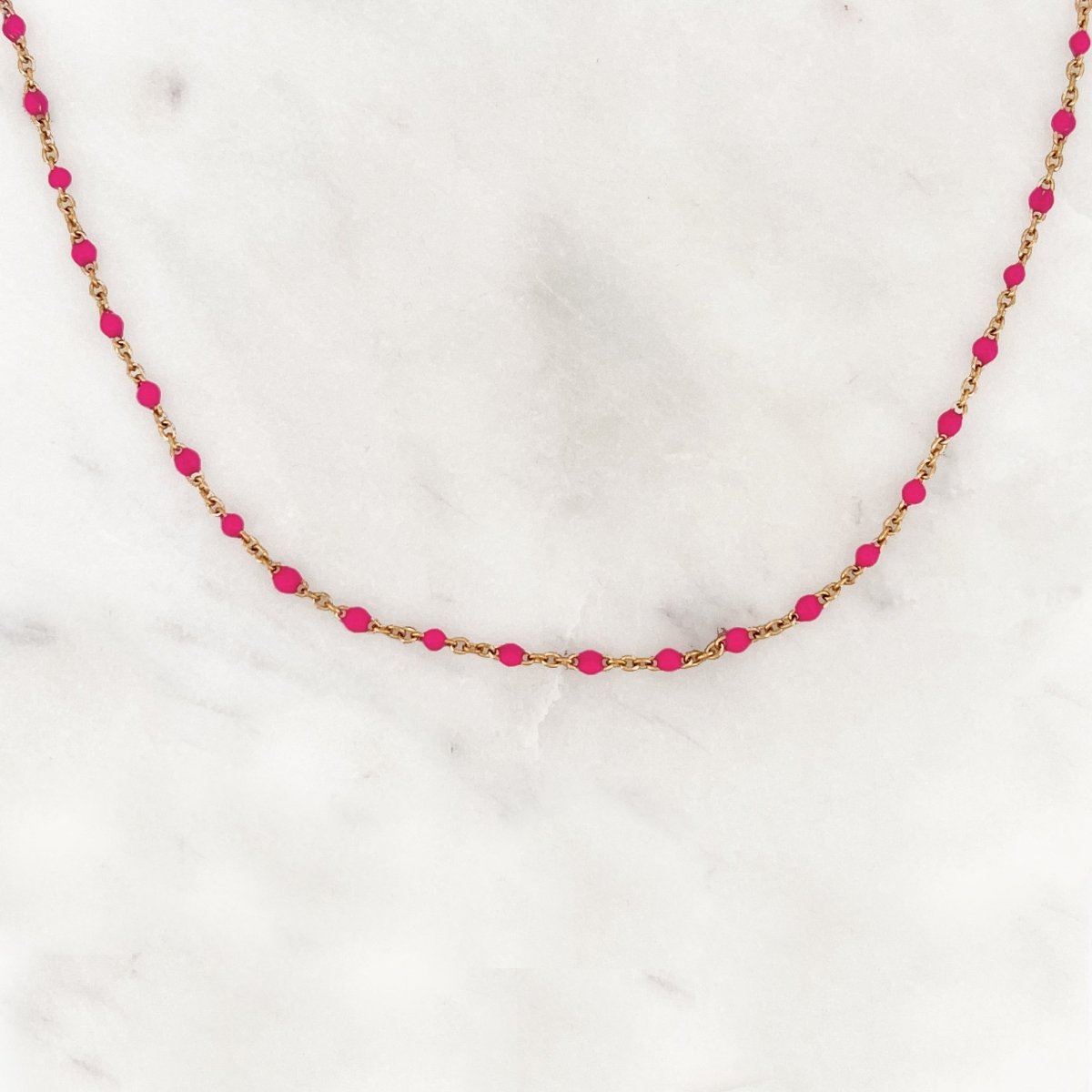 Base Hot Pink Dots Necklace - ByNouck Jewelry