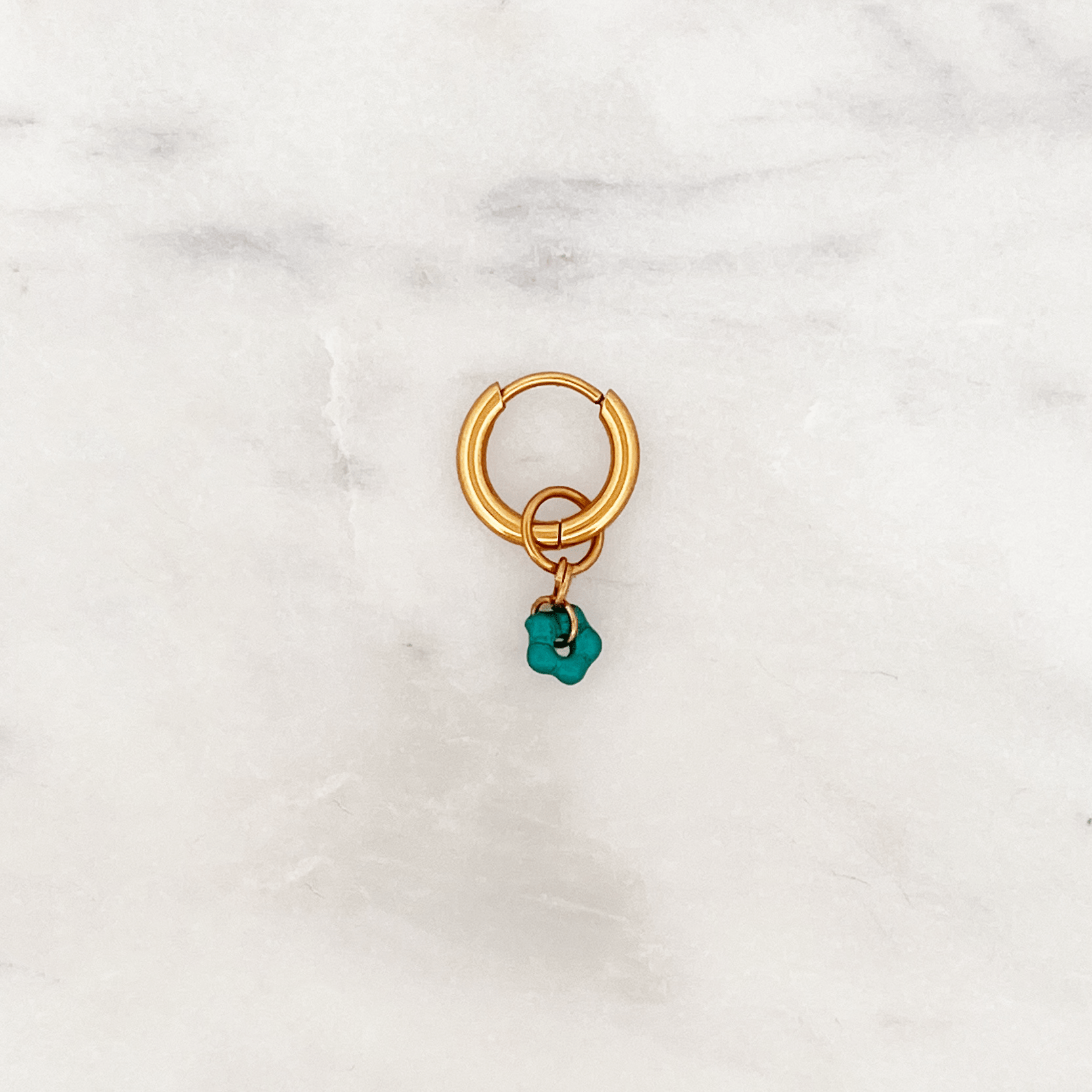 Classic Huggie Aqua Green Flower - ByNouck Jewelry