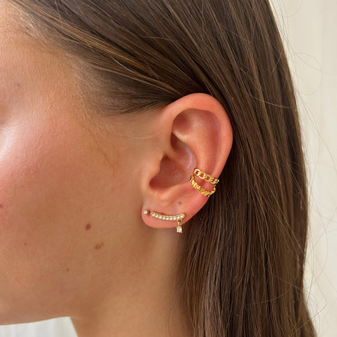 Earstud Long Strass Left - ByNouck Jewelry