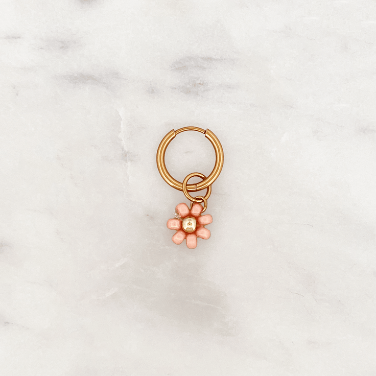 Fine Huggie Peach Beads Flower - ByNouck Jewelry