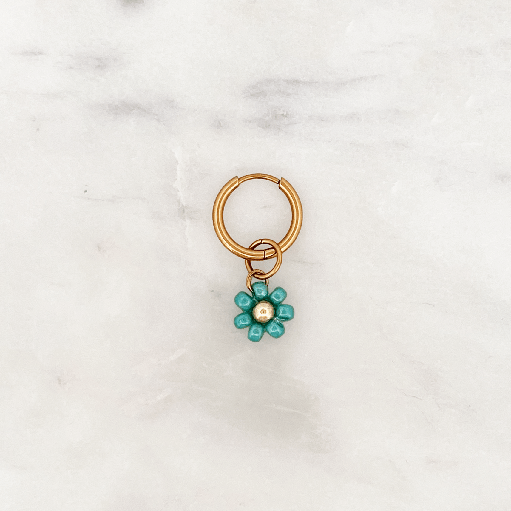 Fine Huggie Turquoise Beads Flower - ByNouck Jewelry