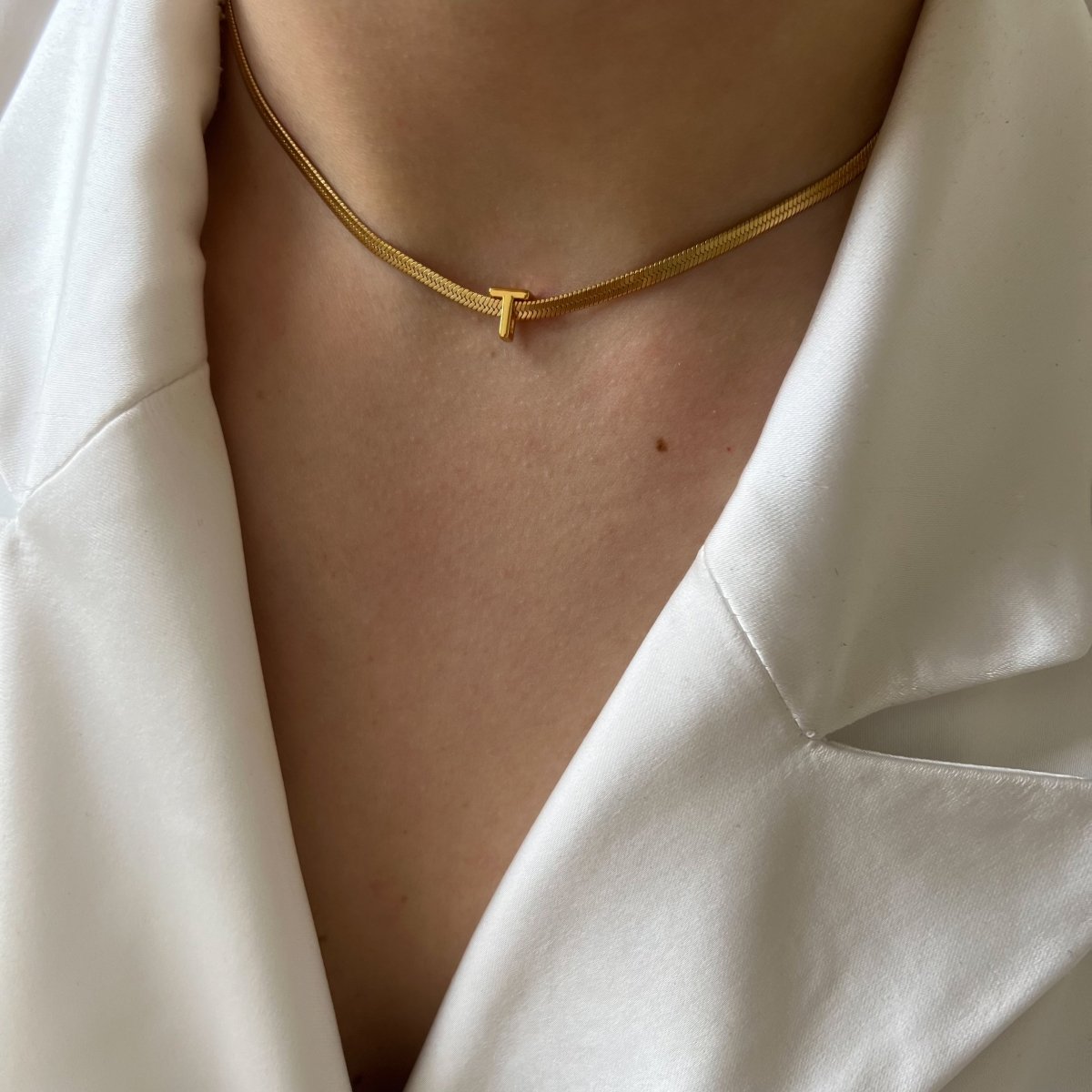 Flat Initial Choker - ByNouck Jewelry