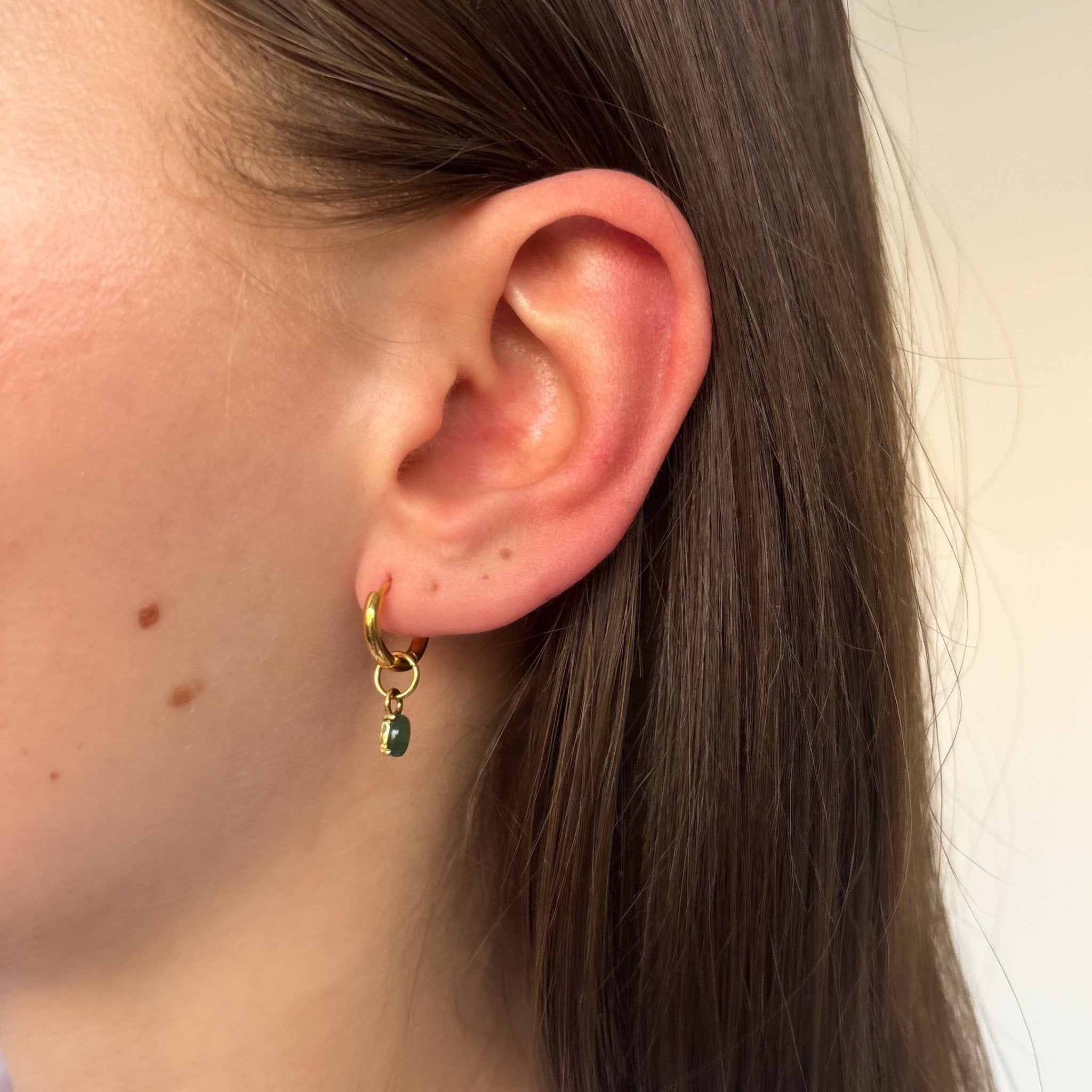 Hoop Green Quartz Oval - ByNouck Jewelry