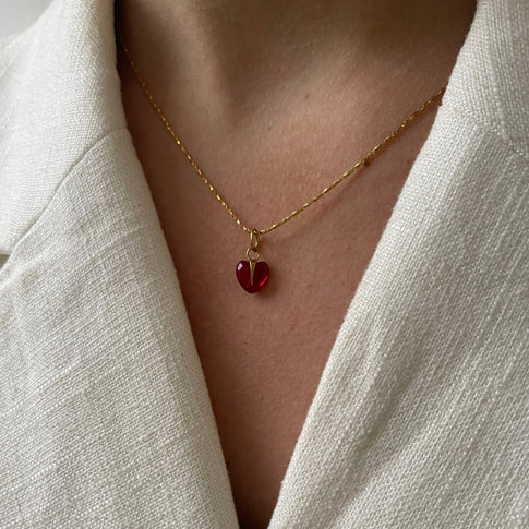 Rope Necklace Small Red Love